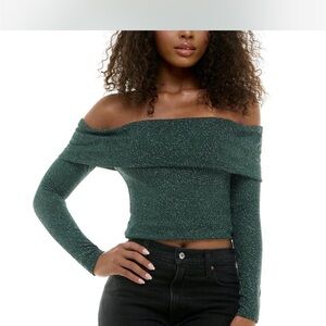 Alex & Sophia Chic Green Off-Shoulder Blouse
